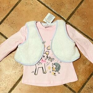 NWT long sleeve shirt with a white fluffy vest